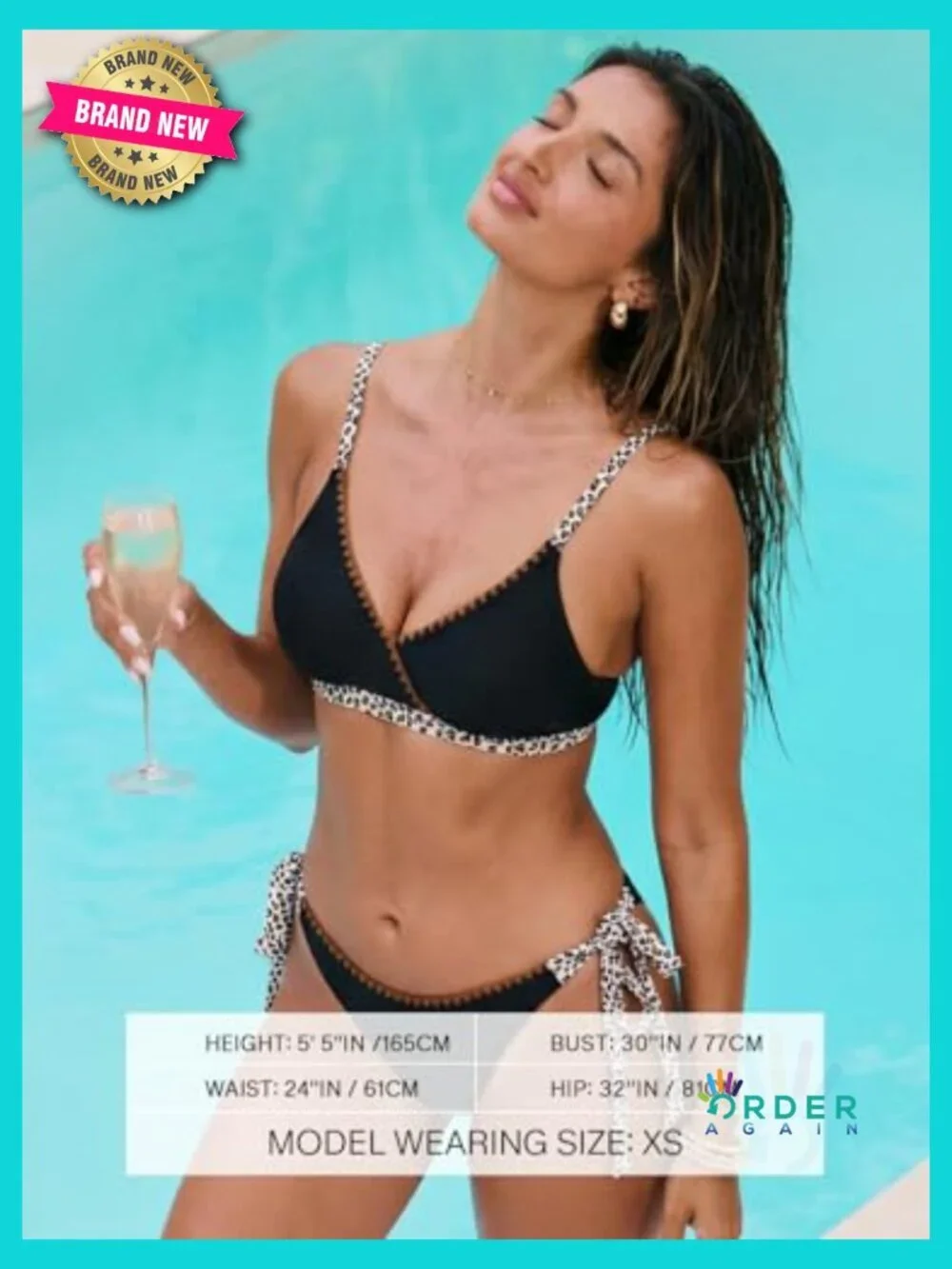 Sexy V Neck Bikini Set Two Piece Swimsuit Adjustable Straps Crossback